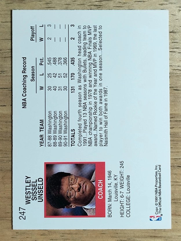 1991-92 Hoops #247 Wes Unseld CO
