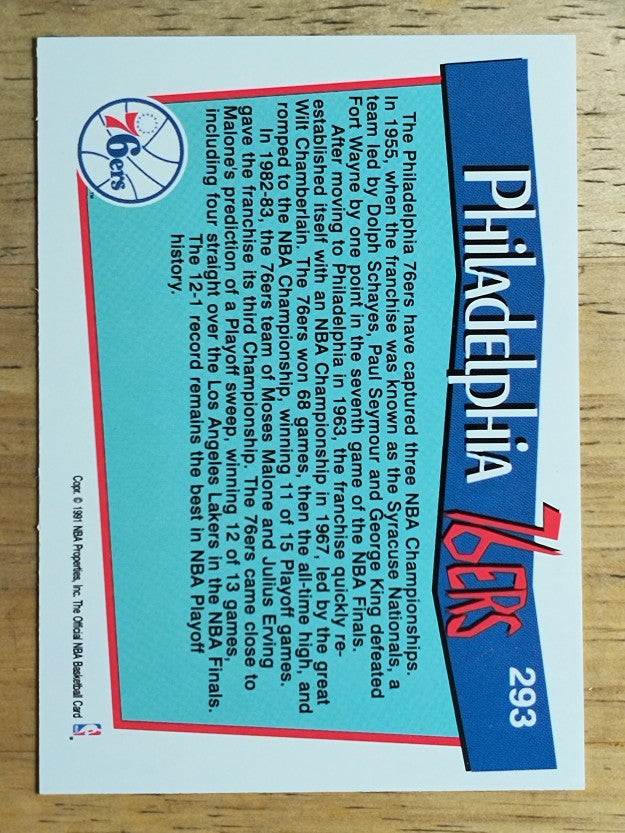 1991-92 Hoops #293 Philadelphia 76ers TC