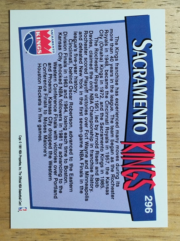 1991-92 Hoops #296 Sacramento Kings TC