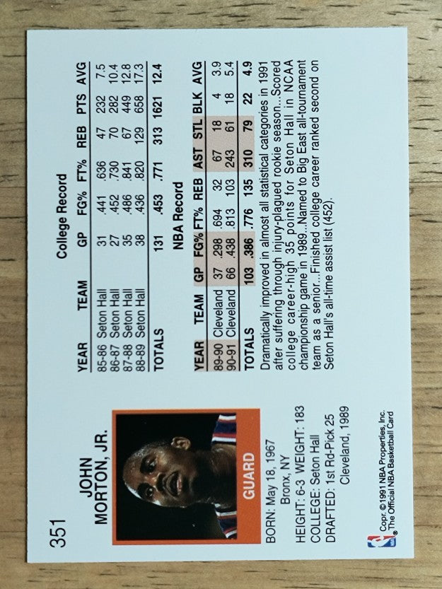 1991-92 Hoops #351 John Morton
