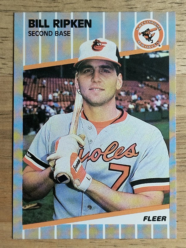 1989 Fleer #616E Bill Ripken DP/Black box covering bat knob