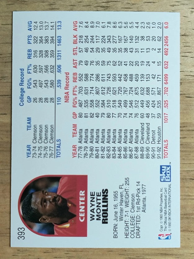 1992-93 Hoops #393 Tree Rollins