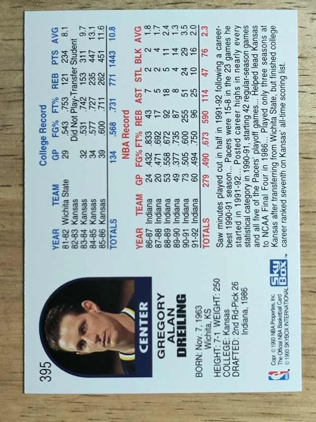1992-93 Hoops #395 Greg Dreiling
