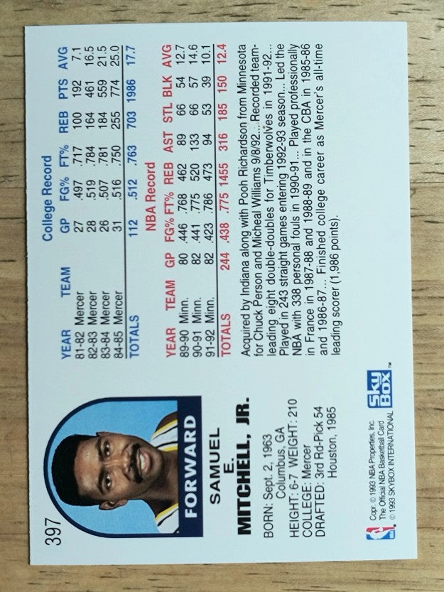 1992-93 Hoops #397 Sam Mitchell