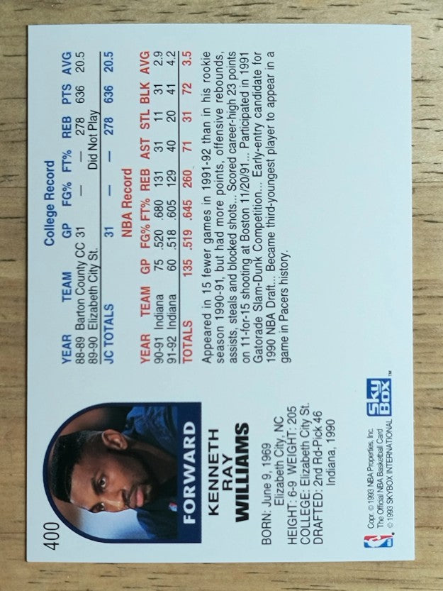 1992-93 Hoops #400 Kenny Williams