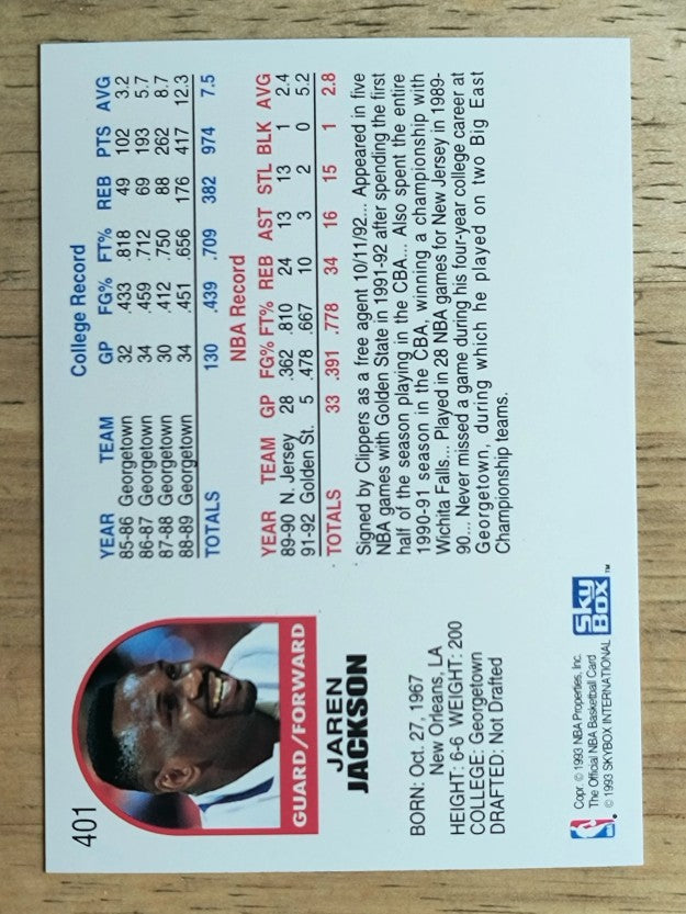 1992-93 Hoops #401 Jaren Jackson RC