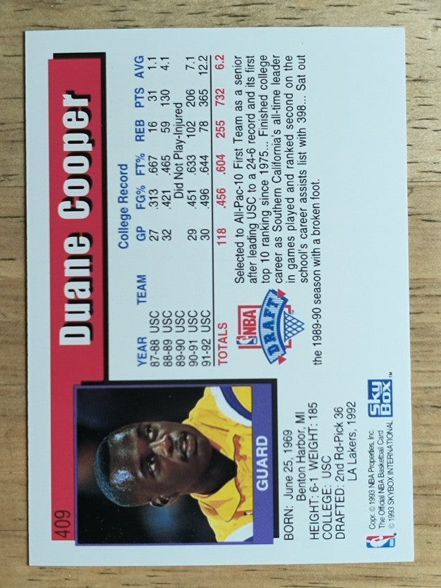 1992-93 Hoops #409 Duane Cooper RC