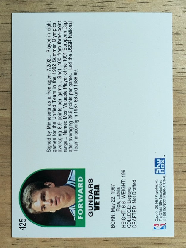 1992-93 Hoops #425 Gundars Vetra RC