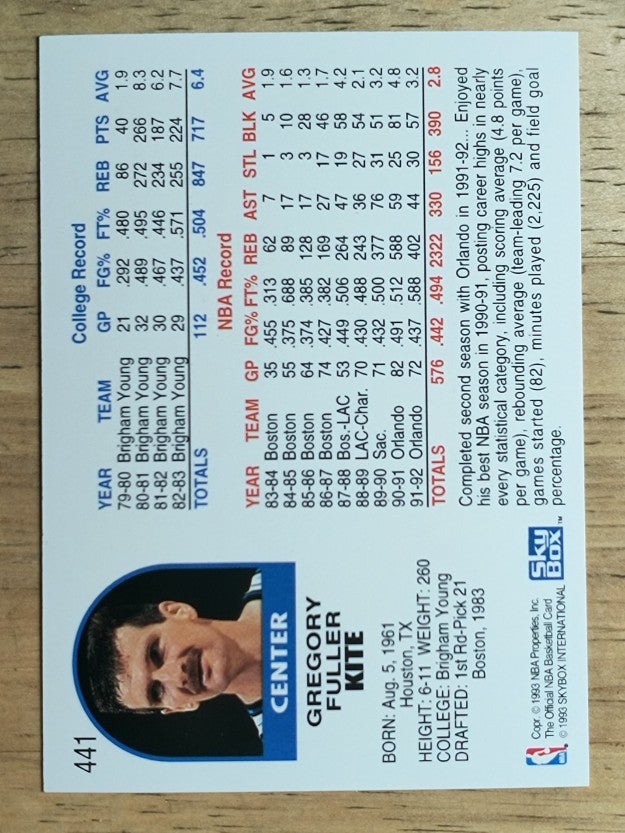 1992-93 Hoops #441 Greg Kite