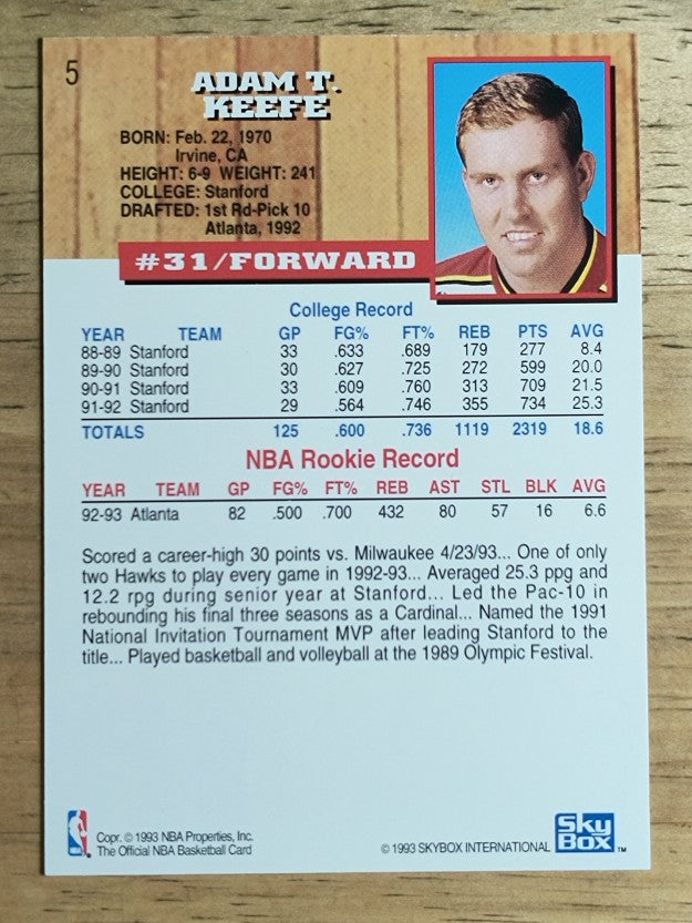 1993-94 Hoops #5 Adam Keefe