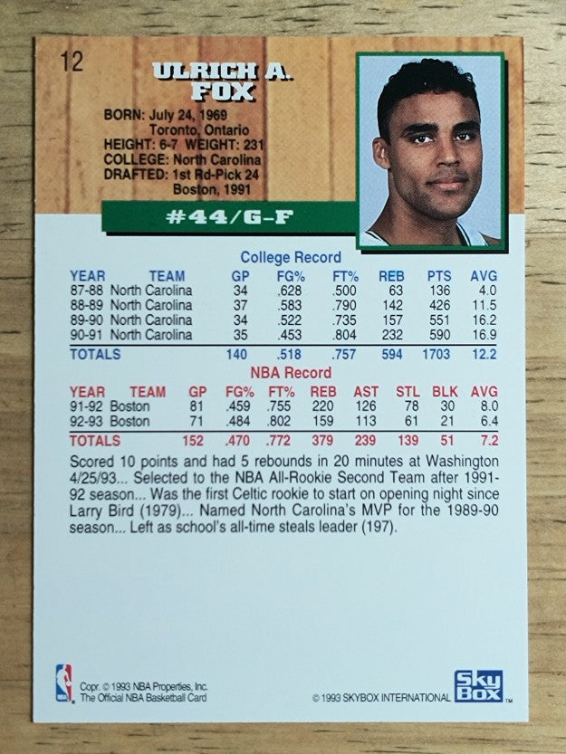 1993-94 Hoops #12 Rick Fox