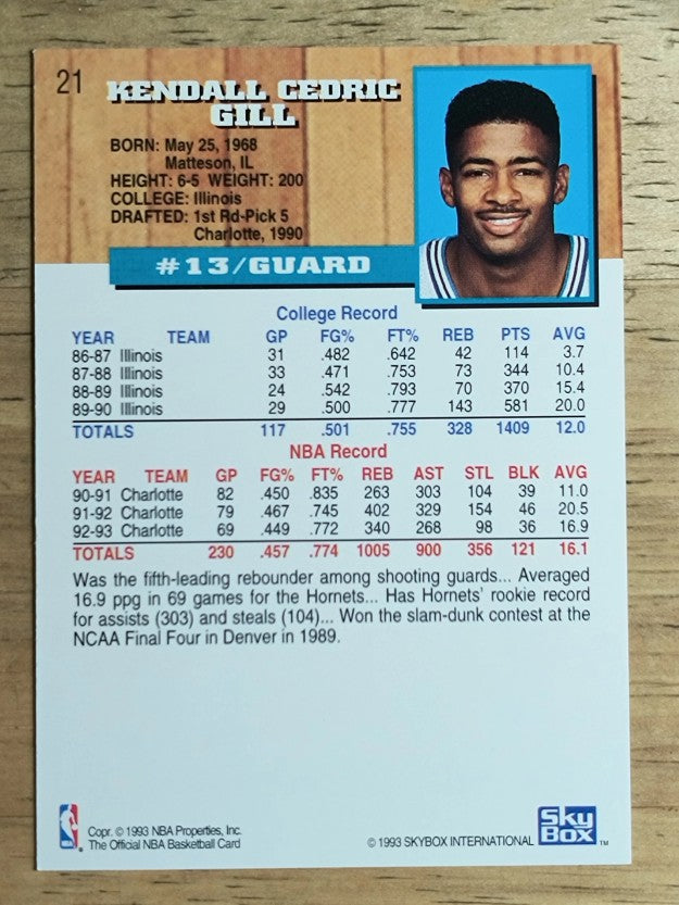 1993-94 Hoops #21 Kendall Gill
