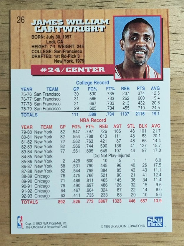 1993-94 Hoops #26 Bill Cartwright