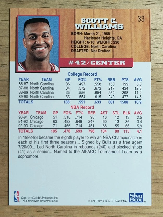 1993-94 Hoops #33 Scott Williams