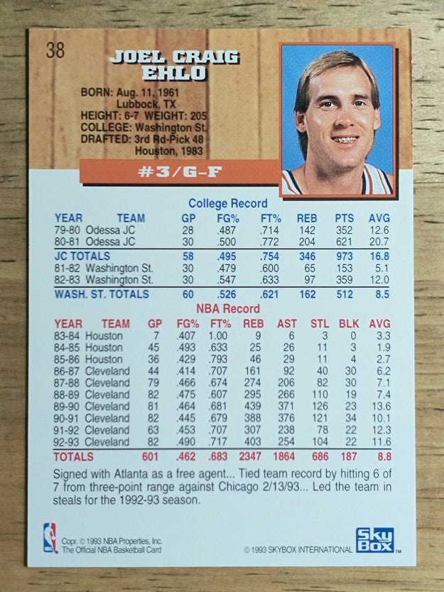 1993-94 Hoops #38 Craig Ehlo