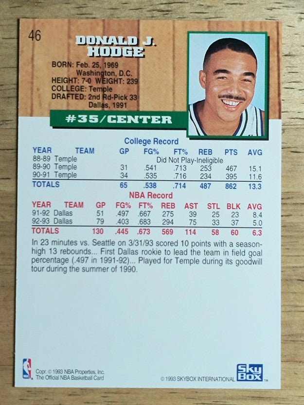 1993-94 Hoops #46 Donald Hodge