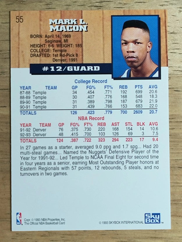 1993-94 Hoops #55 Mark Macon