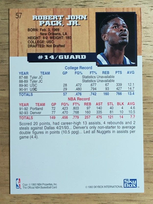 1993-94 Hoops #57 Robert Pack