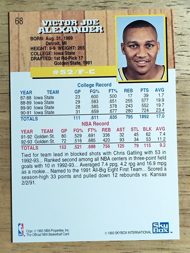 1993-94 Hoops #68 Victor Alexander