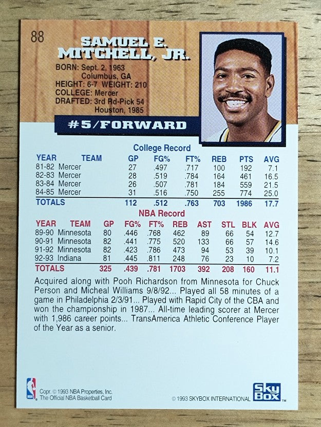 1993-94 Hoops #88 Sam Mitchell