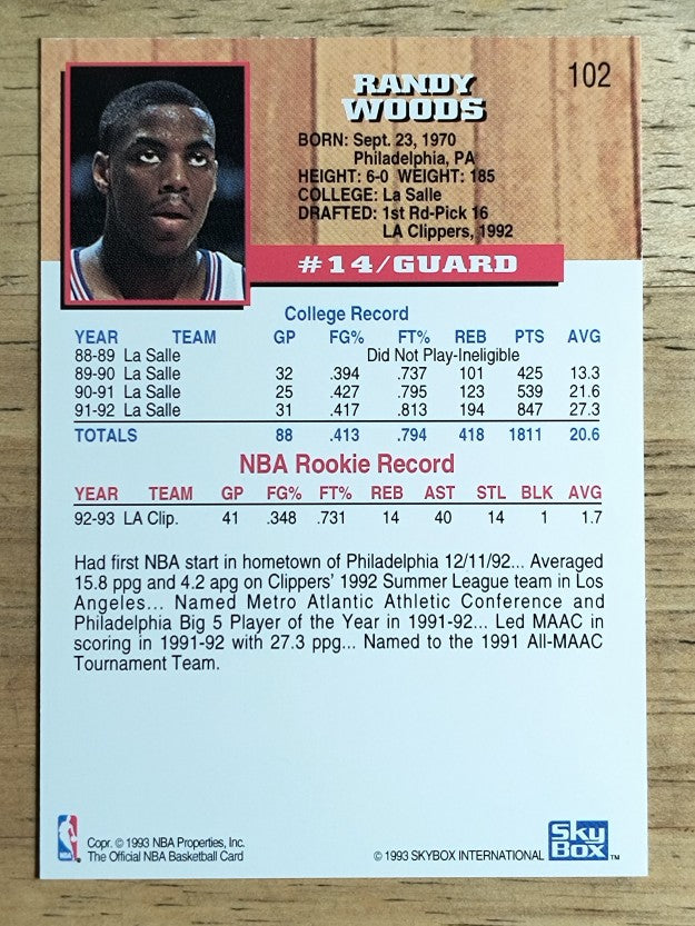 1993-94 Hoops #102 Randy Woods