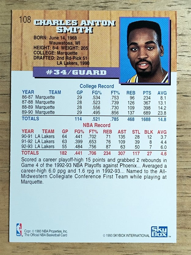1993-94 Hoops #108 Tony Smith