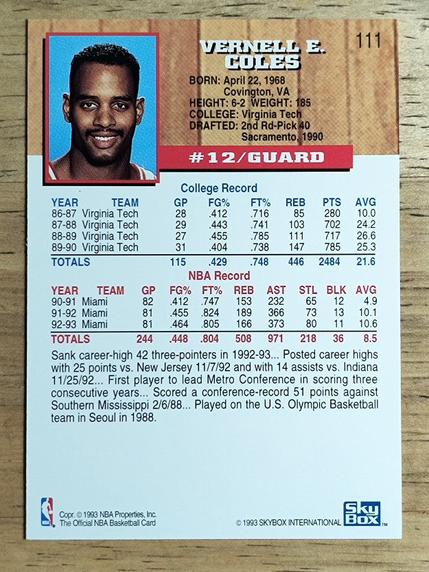 1993-94 Hoops #111 Bimbo Coles