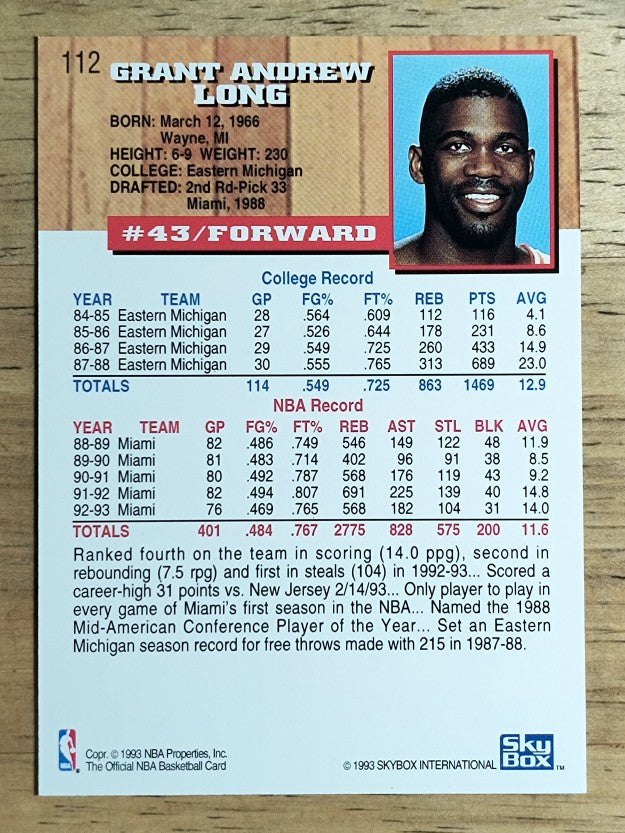 1993-94 Hoops #112 Grant Long