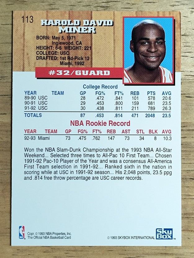 1993-94 Hoops #113 Harold Miner