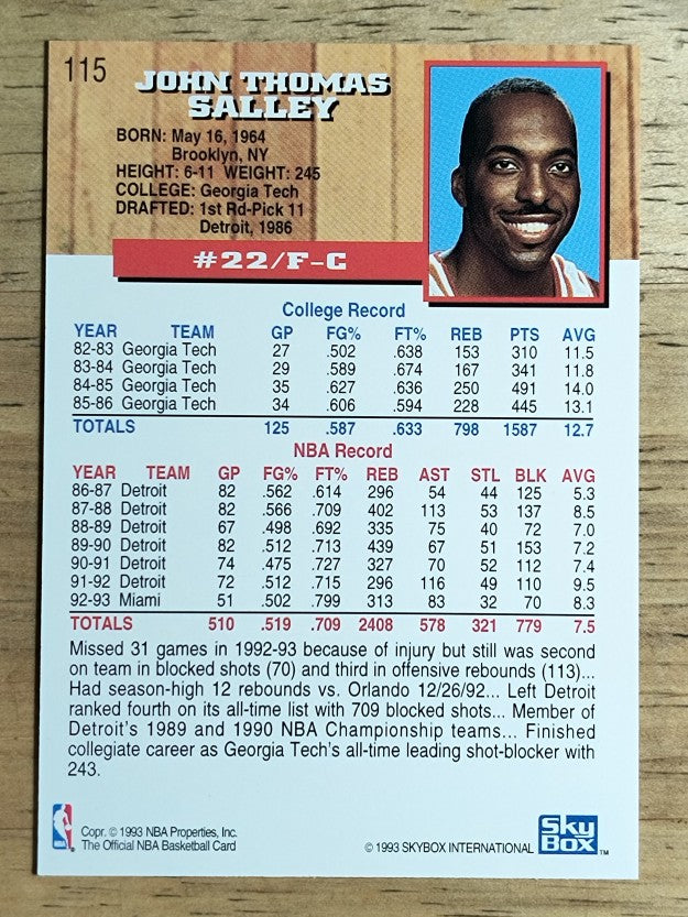 1993-94 Hoops #115 John Salley