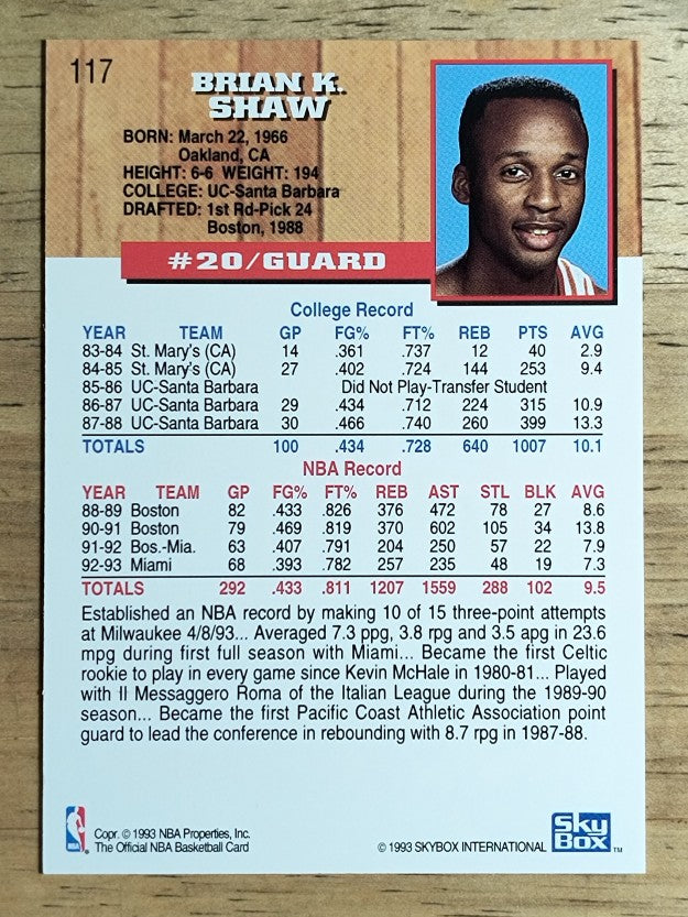 1993-94 Hoops #117 Brian Shaw