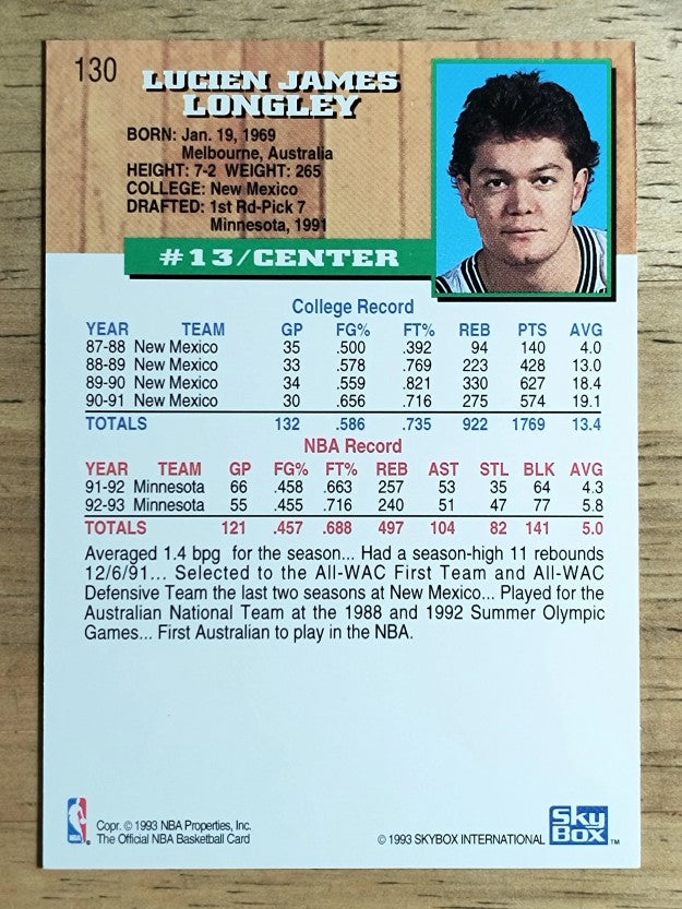 1993-94 Hoops #130 Luc Longley