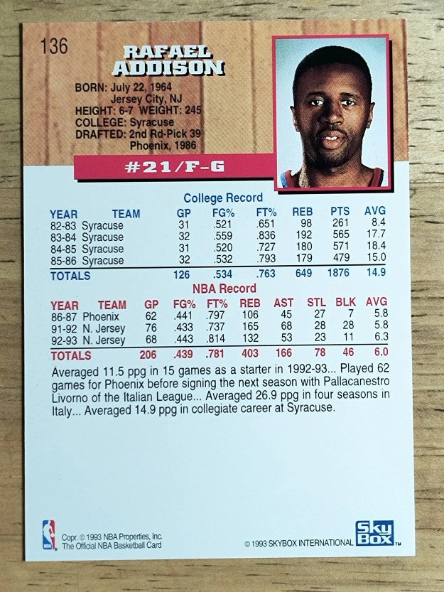1993-94 Hoops #136 Rafael Addison