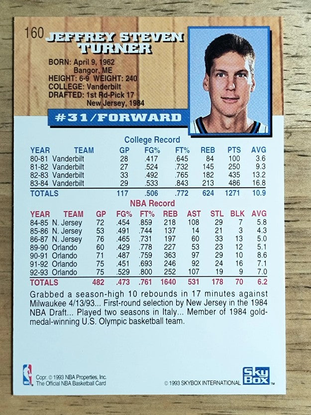 1993-94 Hoops #160 Jeff Turner