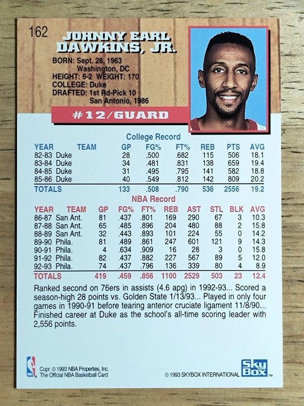 1993-94 Hoops #162 Johnny Dawkins