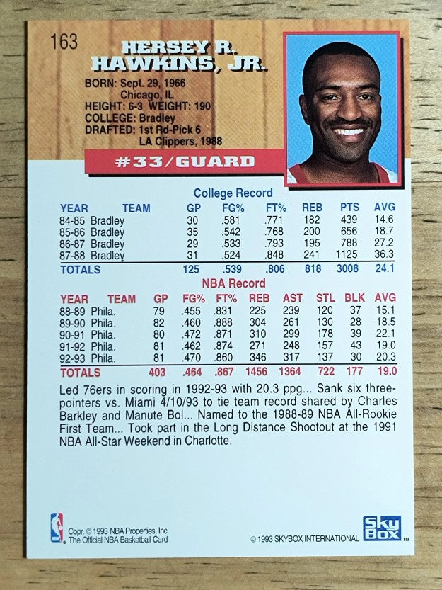 1993-94 Hoops #163 Hersey Hawkins