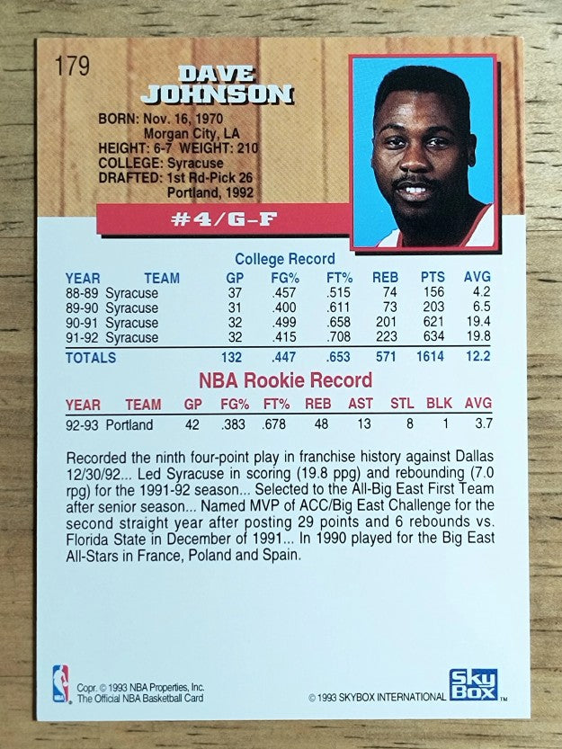1993-94 Hoops #179 Dave Johnson