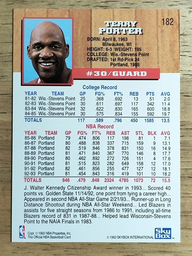 1993-94 Hoops #182 Terry Porter