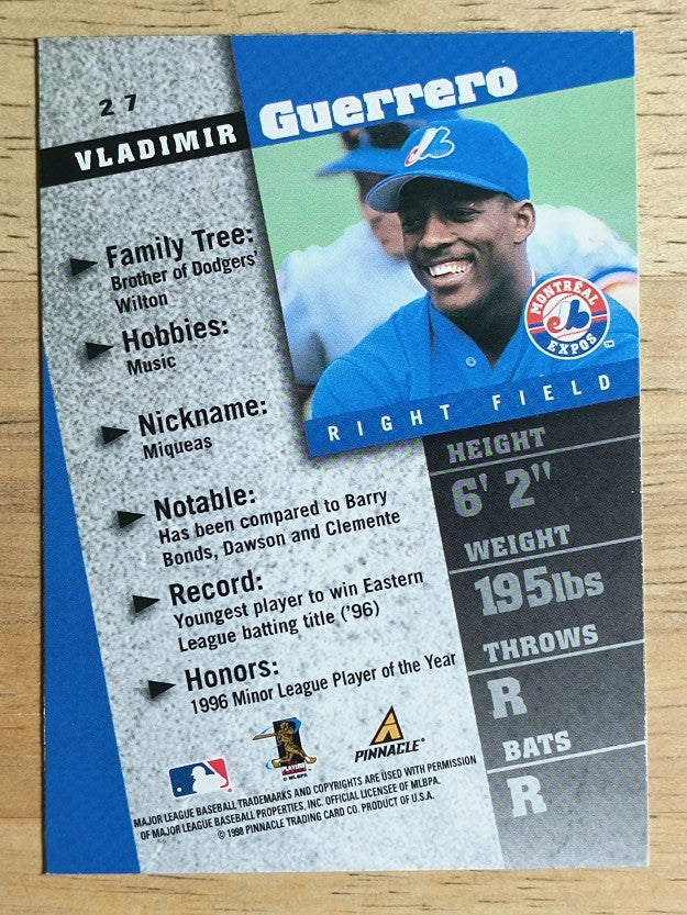 1998 Pinnacle Inside #27 Vladimir Guerrero