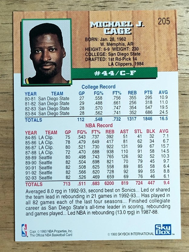 1993-94 Hoops #205 Michael Cage