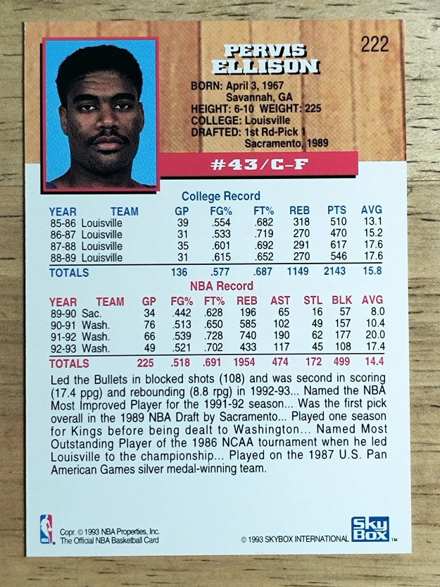 1993-94 Hoops #222 Pervis Ellison