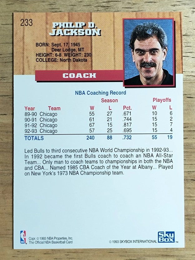 1993-94 Hoops #233 Phil Jackson CO