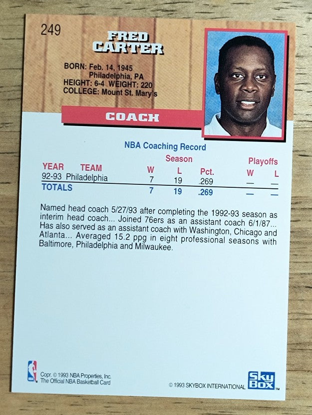 1993-94 Hoops #249 Fred Carter CO