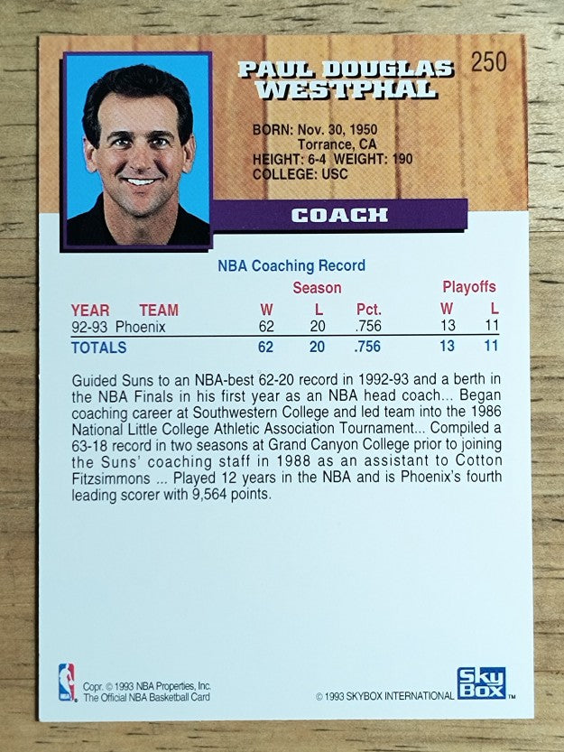 1993-94 Hoops #250 Paul Westphal CO