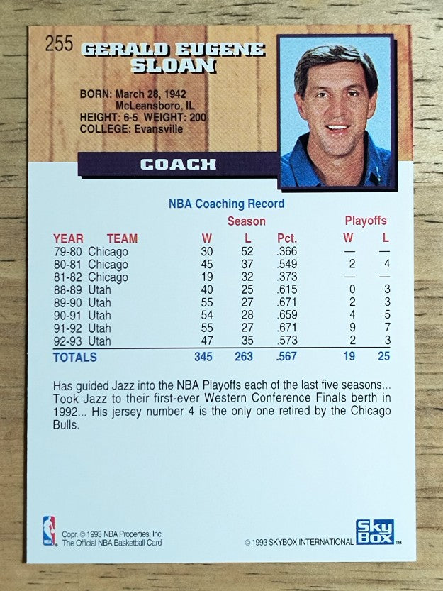 1993-94 Hoops #255 Jerry Sloan CO
