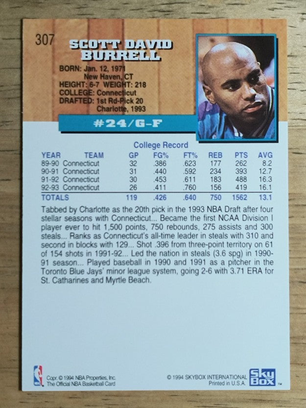 1993-94 Hoops #307 Scott Burrell RC