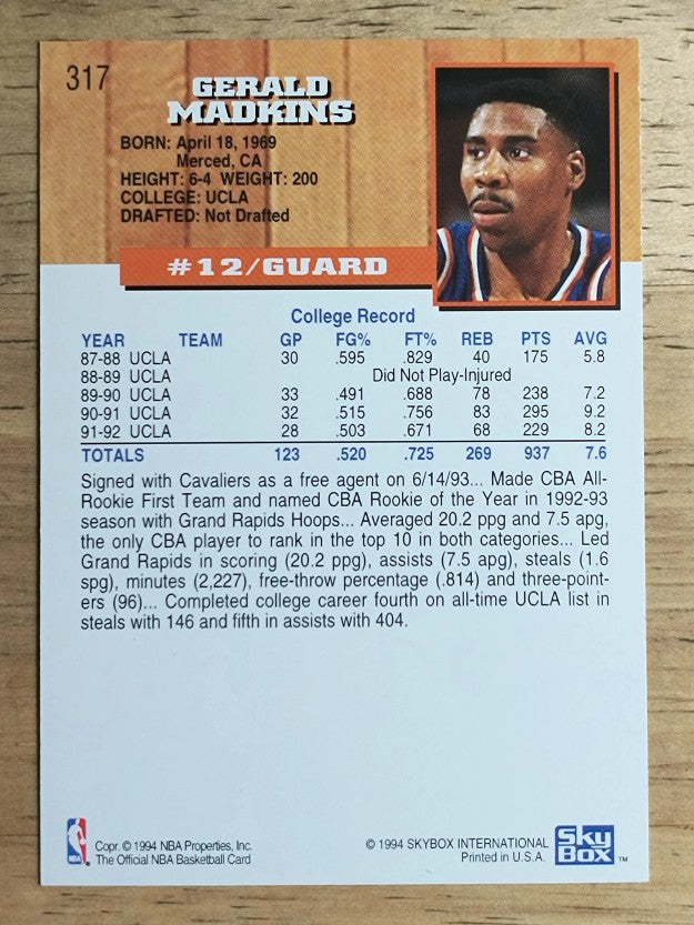 1993-94 Hoops #317 Gerald Madkins RC
