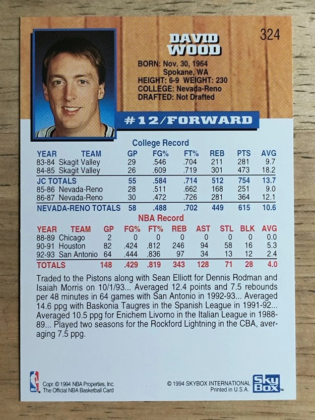 1993-94 Hoops #334 David Wood