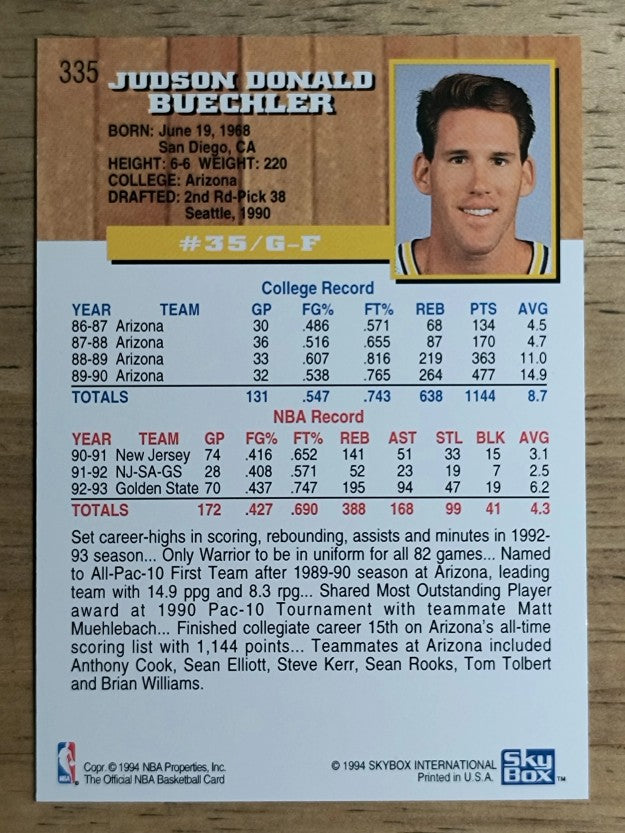 1993-94 Hoops #335 Jud Buechler