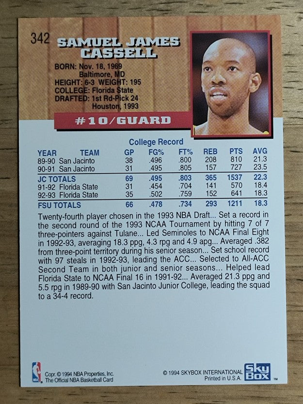 1993-94 Hoops #342 Sam Cassell RC (NM)